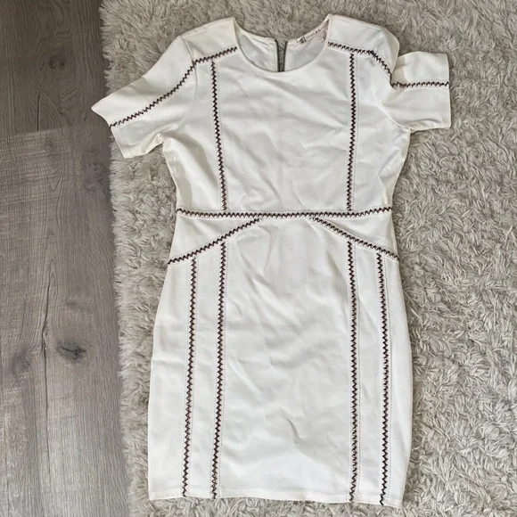 white dress with gold studs V-Neck Sequin Dress main image 1